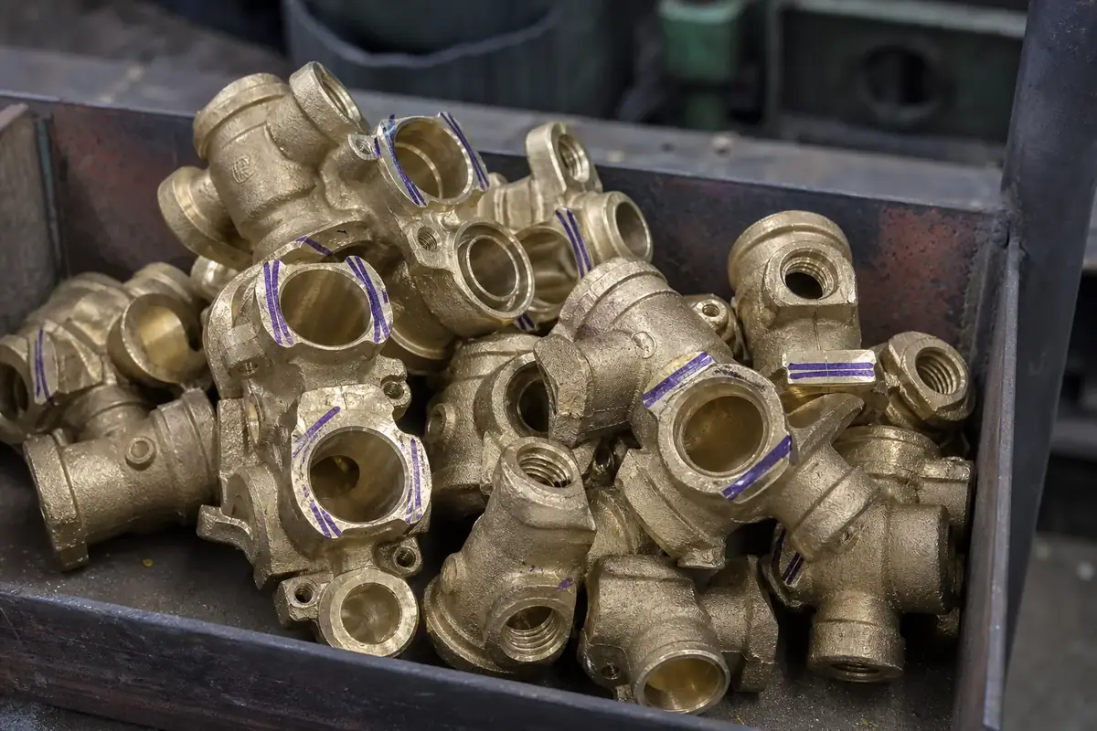 Brass casting blank with machining stock marked on sealing faces