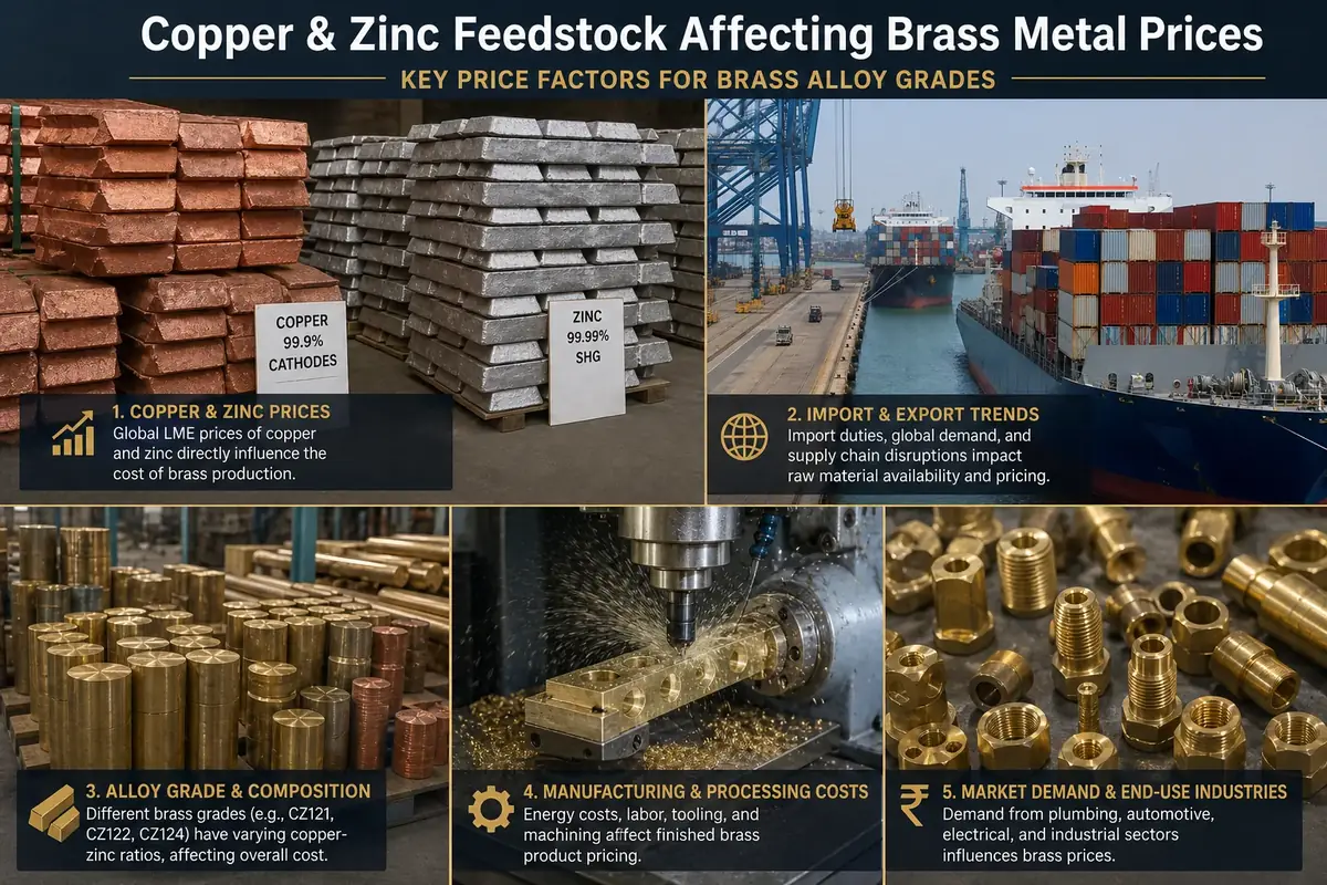 Infographic-style view of copper zinc feedstock influencing brass metal price factors